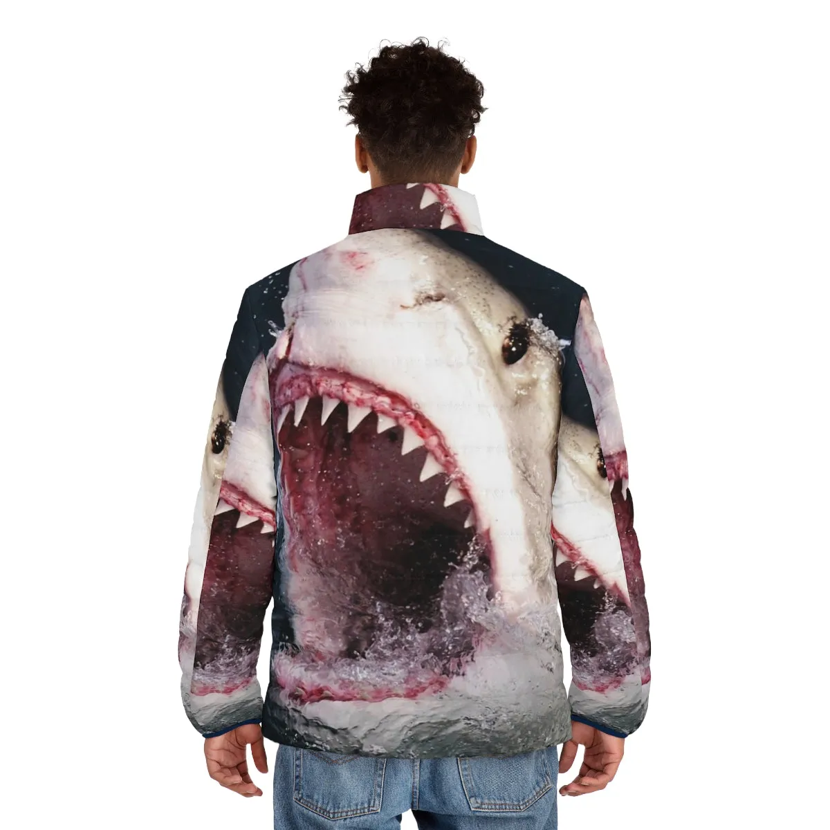 3D Shark Bite Puffer Jacket for Women - Great White Shark Apparel