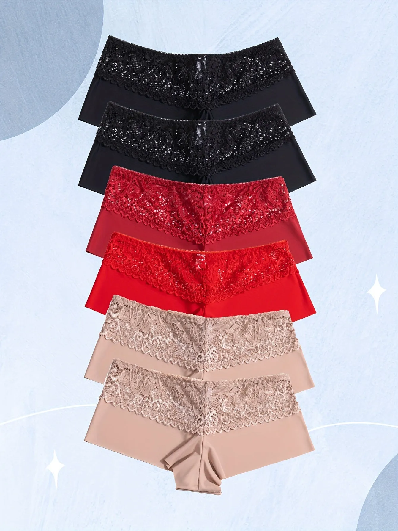 “6-Piece Women’s Lace, Elegant & Comfortable Underwear”