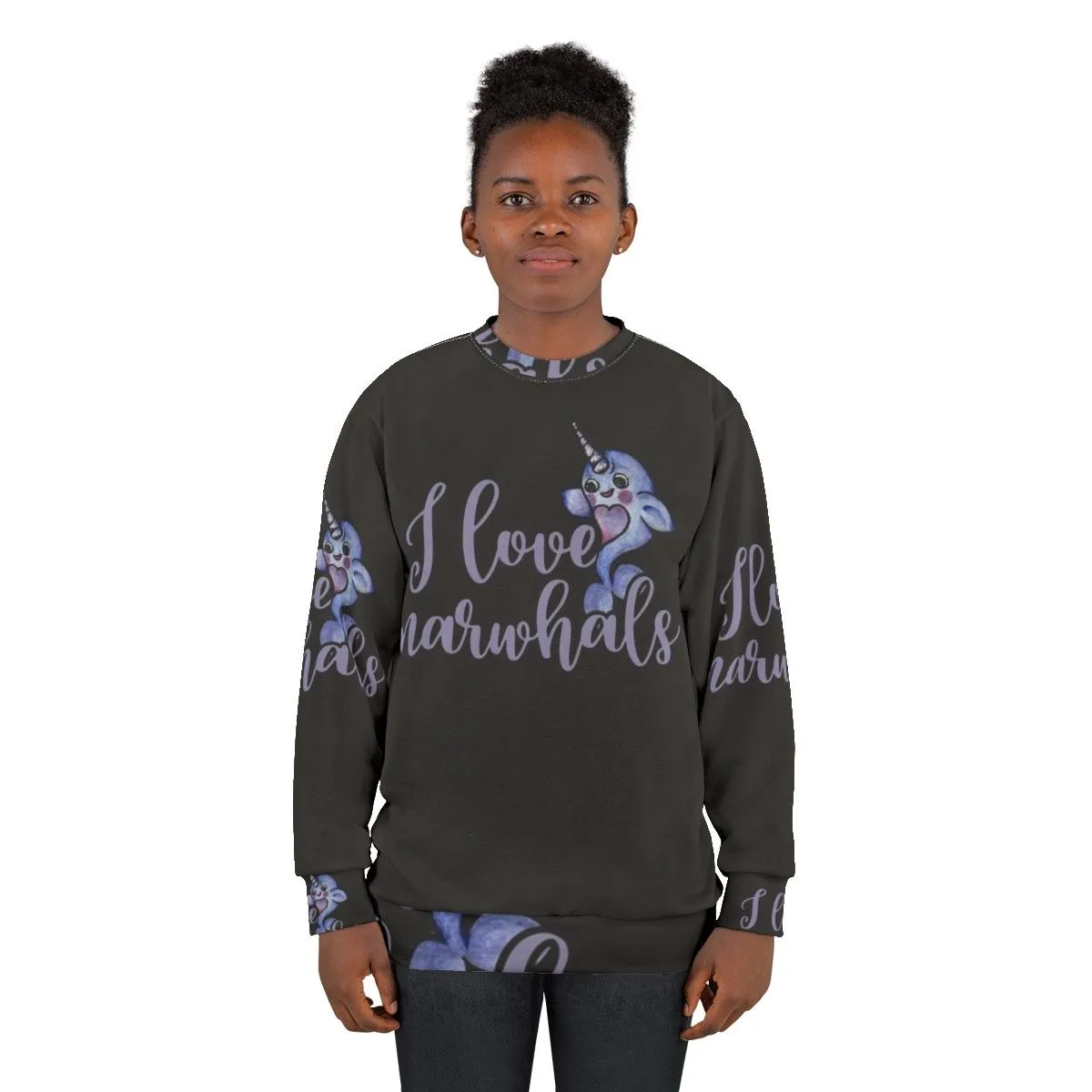 Adorable I Love Narwhals Purple and Pink Sweatshirt