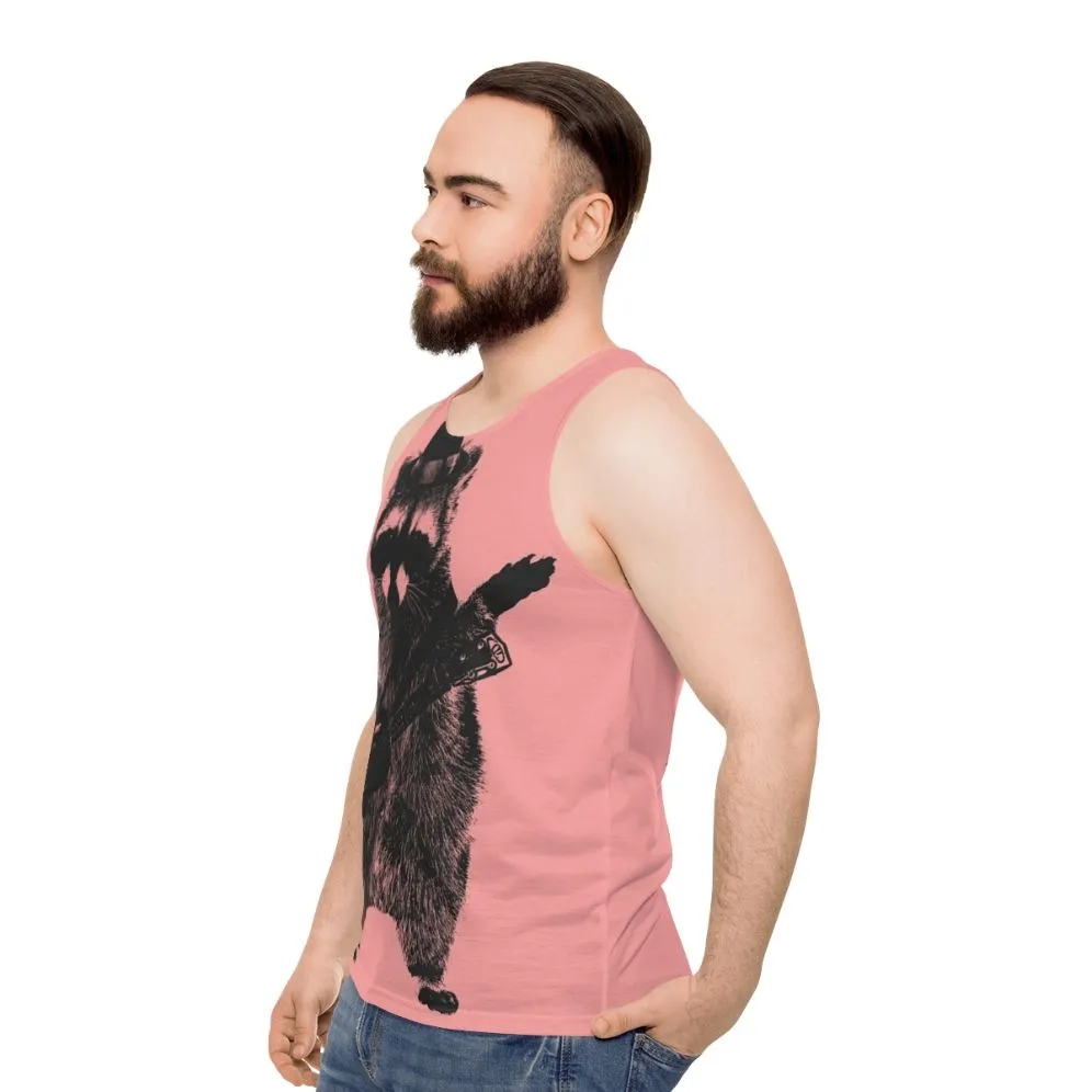 Adorable Raccoon Strumming Ukulele Unisex Tank Top