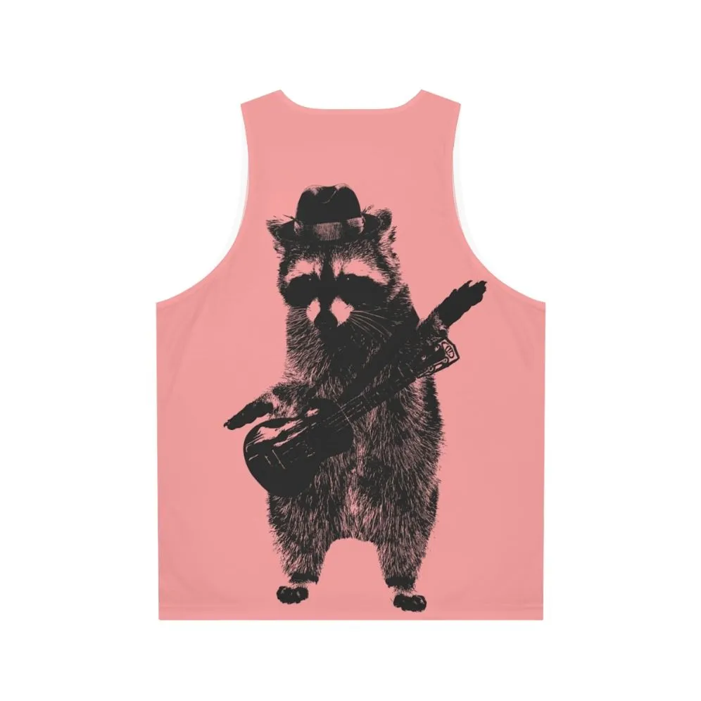 Adorable Raccoon Strumming Ukulele Unisex Tank Top