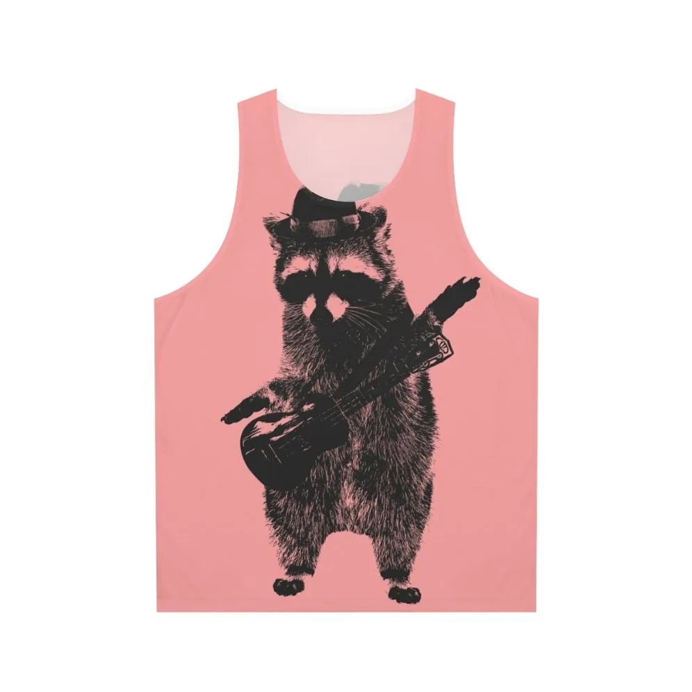 Adorable Raccoon Strumming Ukulele Unisex Tank Top