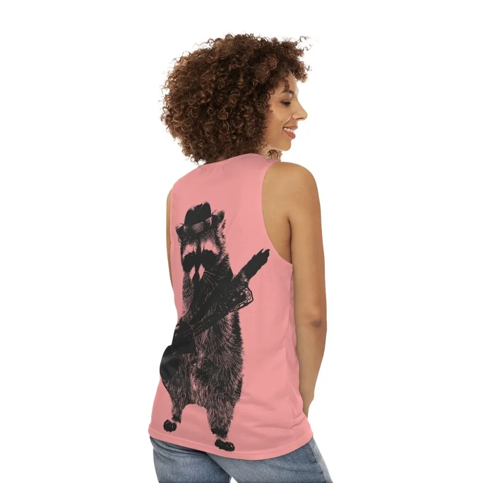 Adorable Raccoon Strumming Ukulele Unisex Tank Top