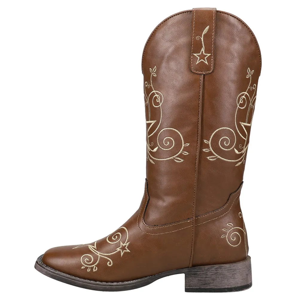 Aster Embroidered Square Toe Cowboy Boots