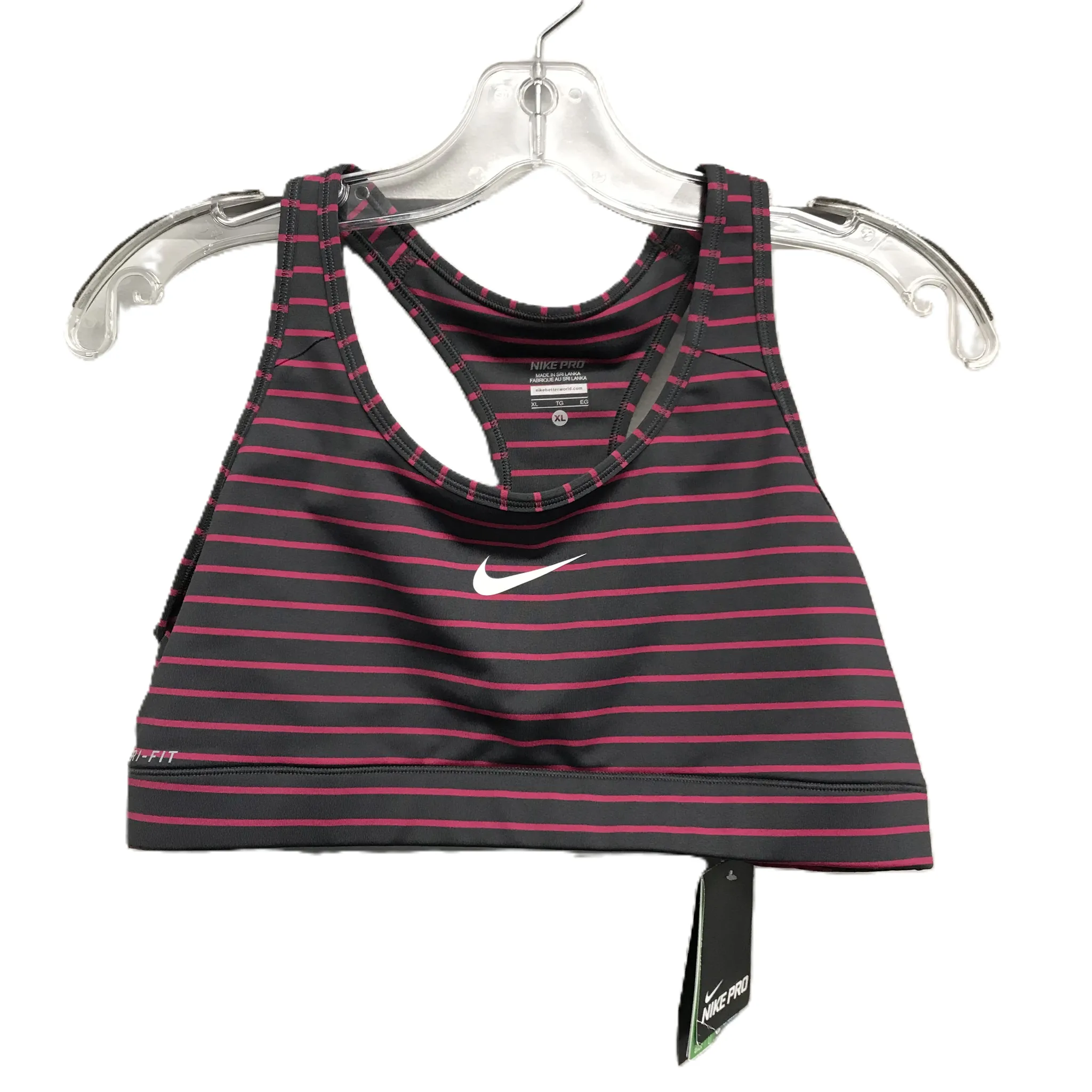 Athletic Bra By Nike Apparel In Striped Pattern, Size: Xl