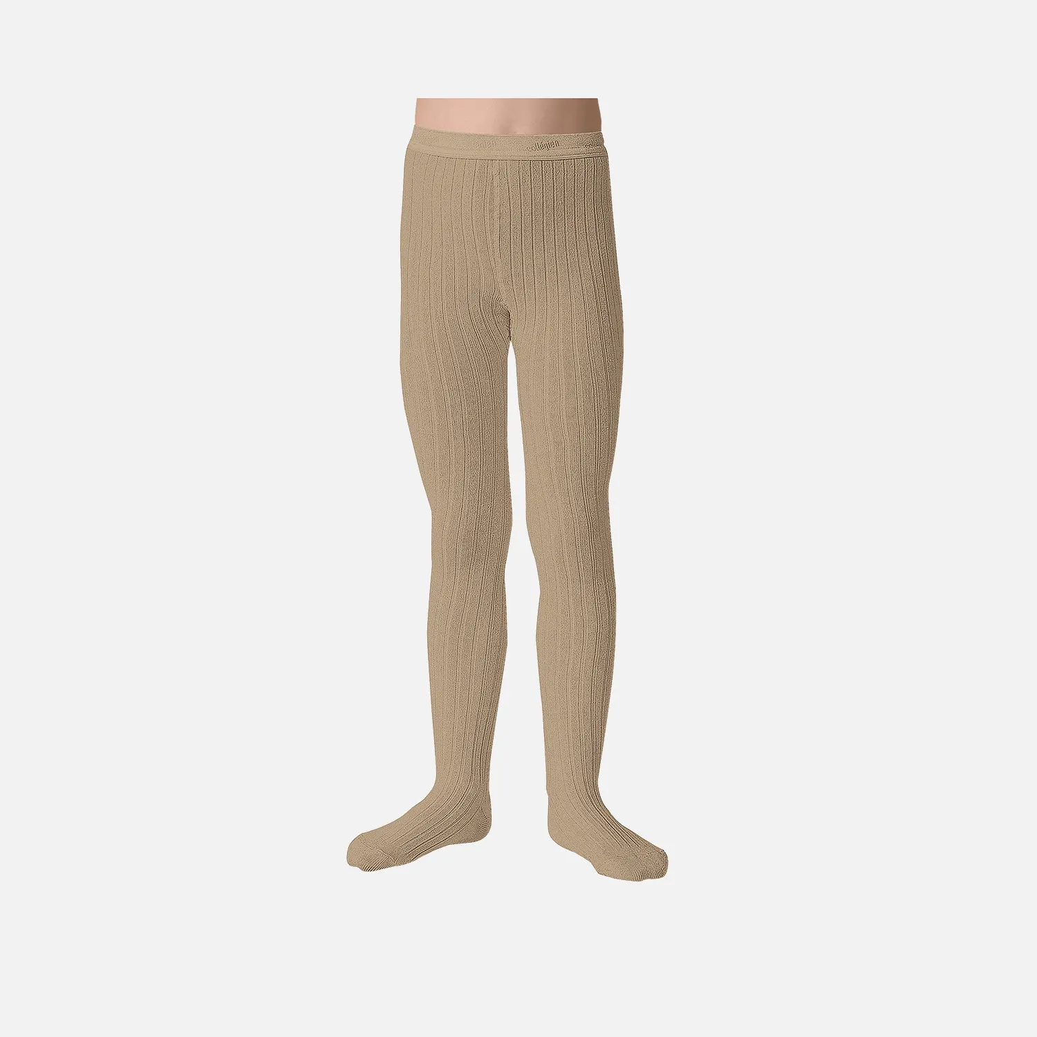 Babies & Kids Cotton Rib Tights - Taupe