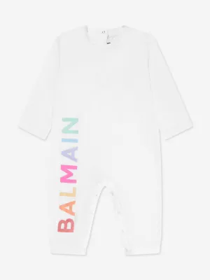 Balmain Baby Logo Romper in White