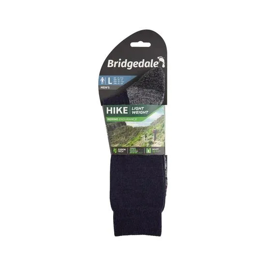 Bridgedale Mens Hike Lightweight Merino Performance Socks - Black