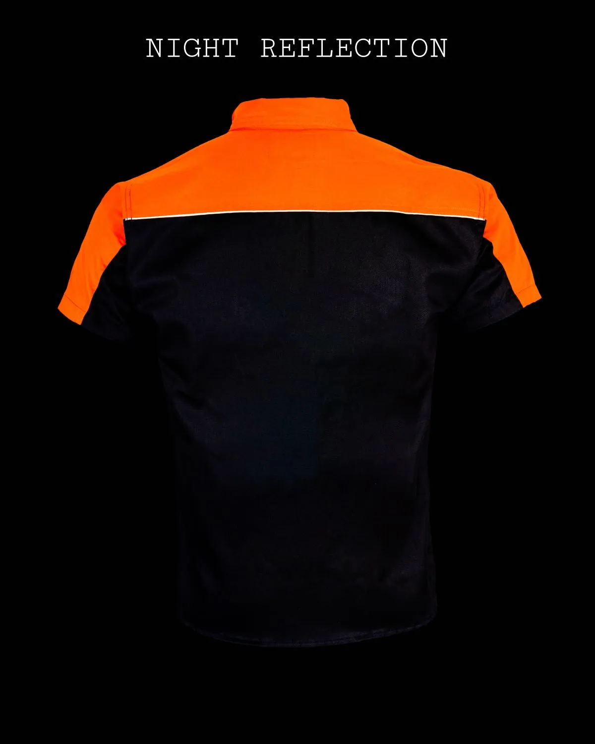 Dream Apparel Mechanic Shirt with Reflector on Back Straight Bottom Orange/Black