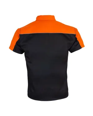 Dream Apparel Mechanic Shirt with Reflector on Back Straight Bottom Orange/Black