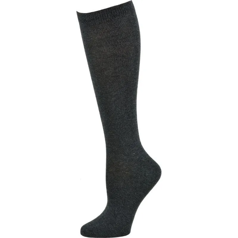 Flat Knit Combed Cotton Knee High Socks 3 pair pack