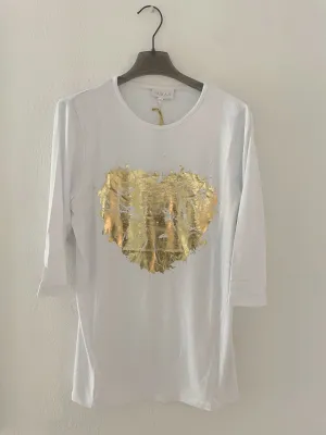 Golden Heart Tee in White