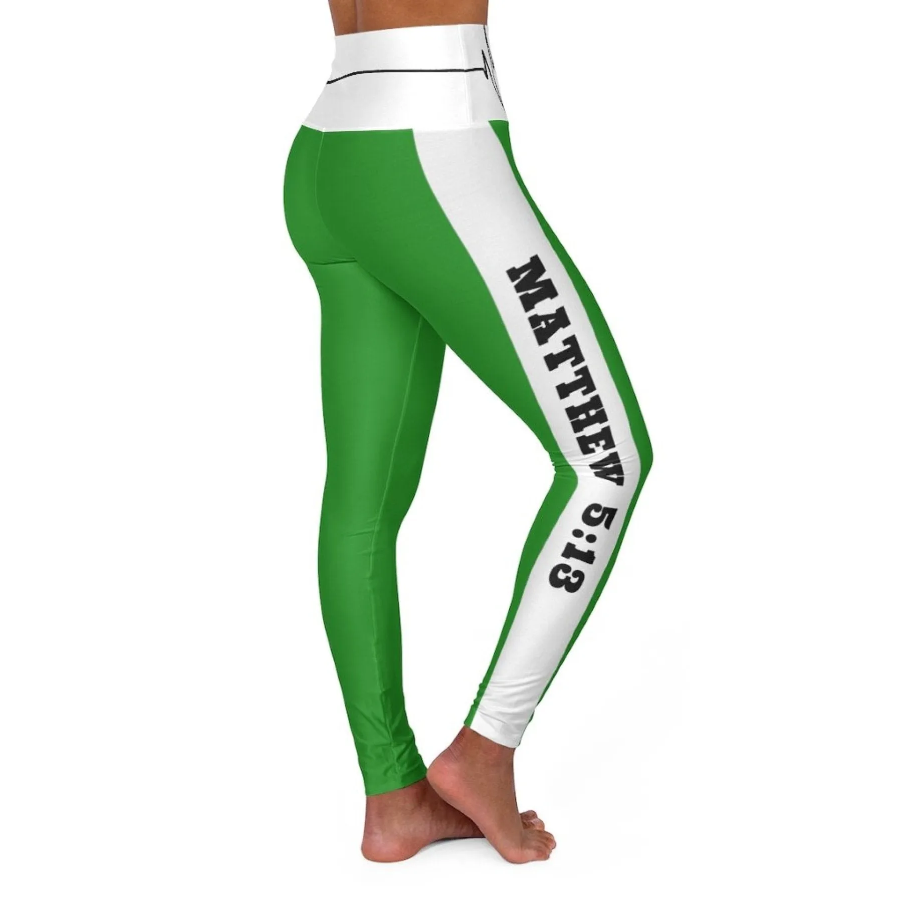 High Waisted Yoga Leggings, Forest Green Salt Of The Earth Matthew 5:13 Beating Heart Sports Pants