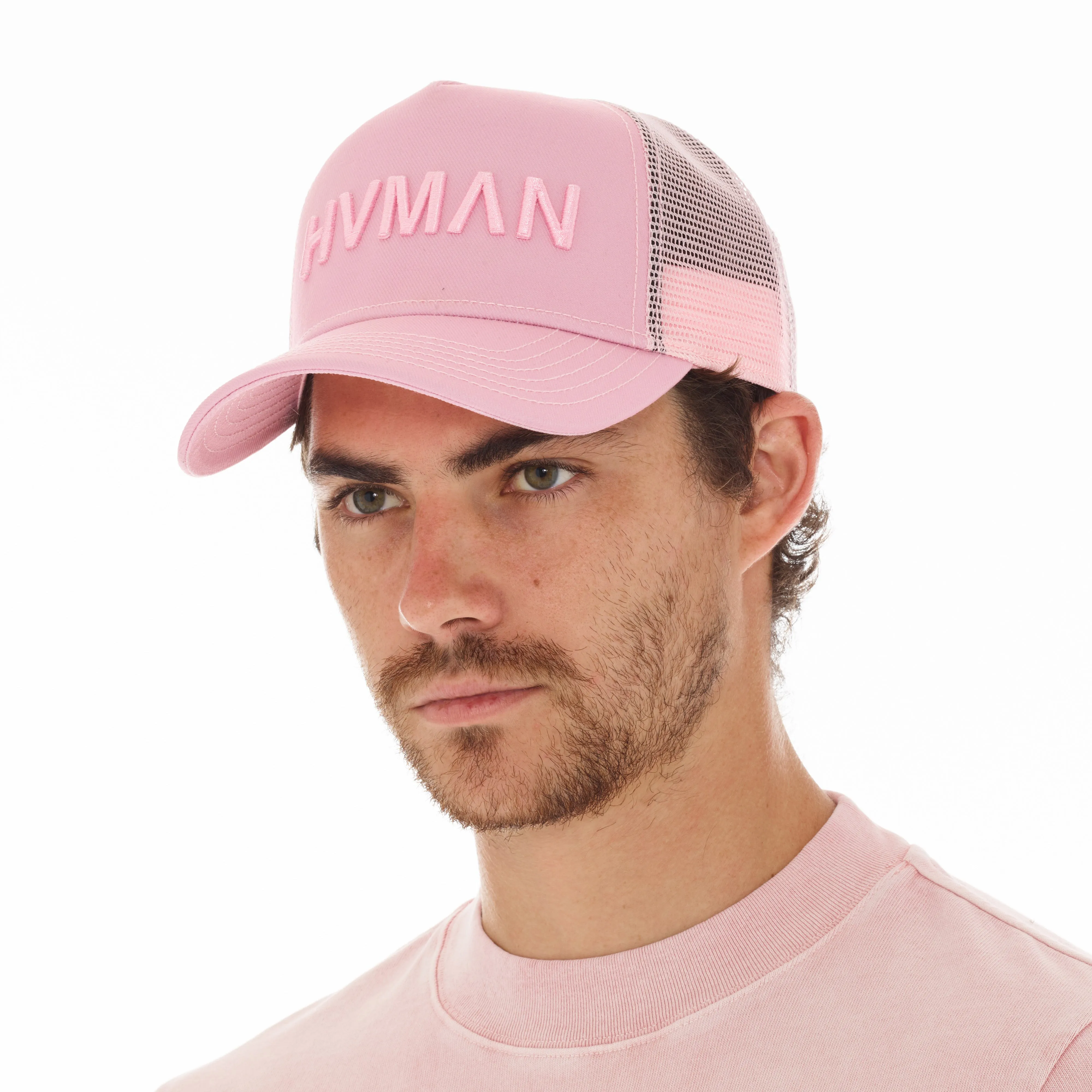 HVMAN MESH TRUCKER CAP IN CORAL