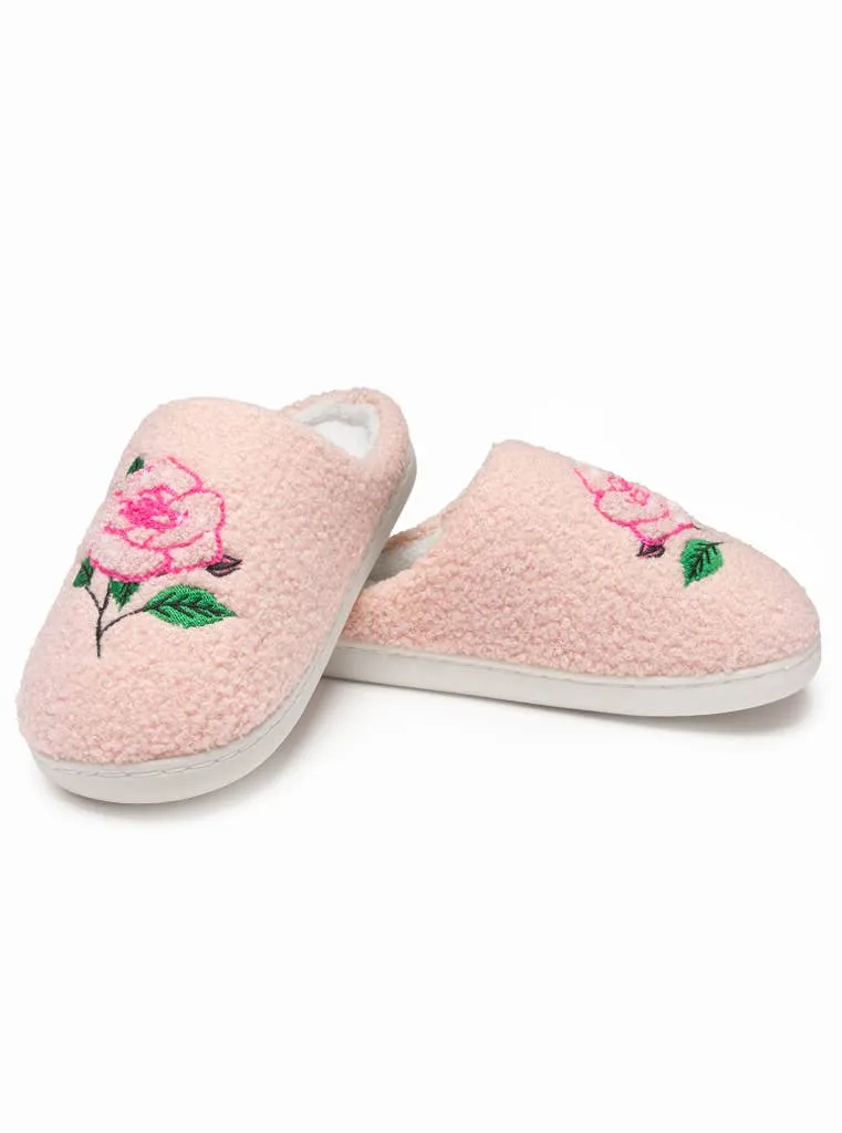 Indoor / Outdoor Slippers - Roses - Pink: M/L