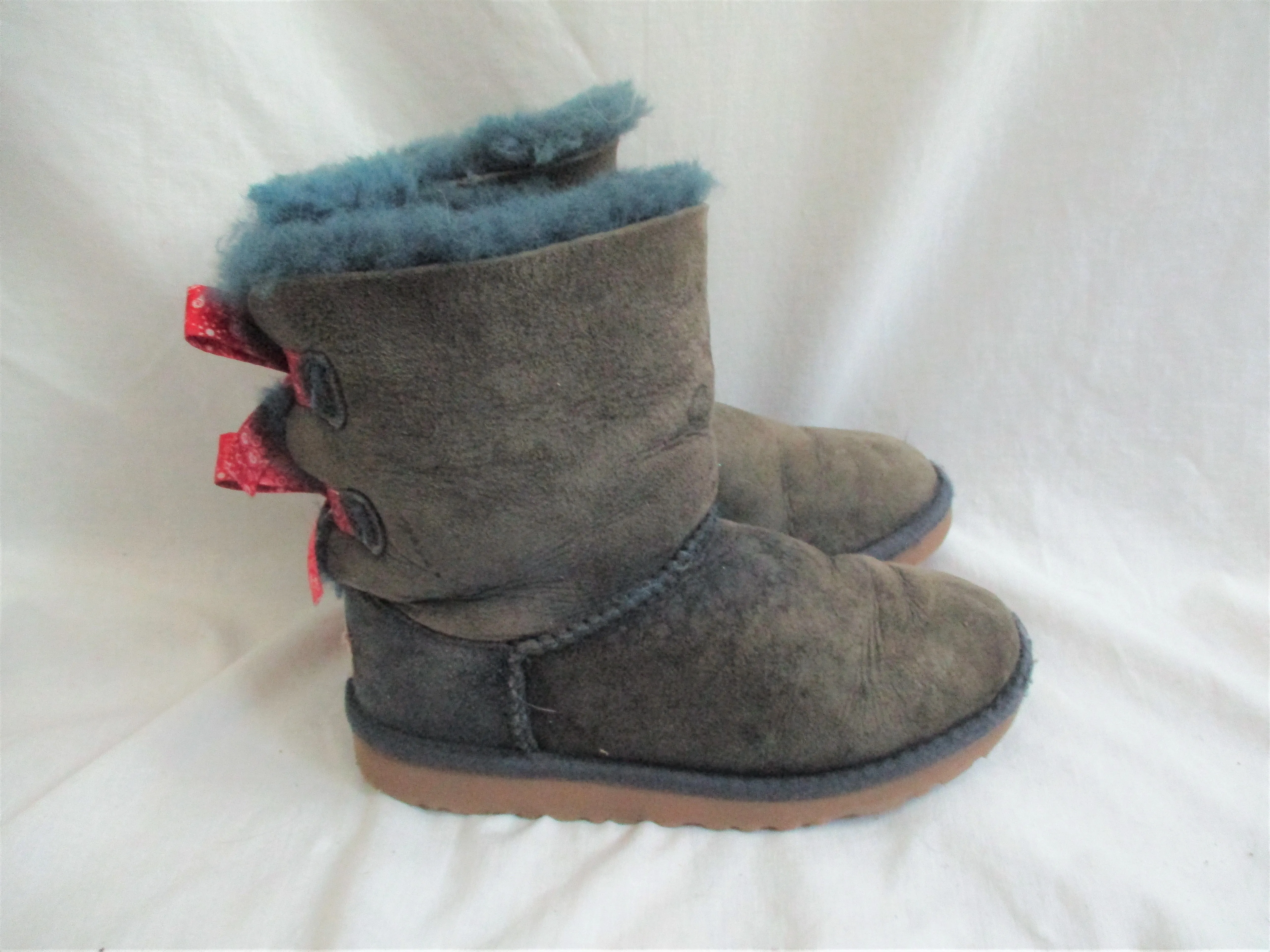 Kids Girls UGG  BAILEY BOW suede boots shoes sheepskin BLUE 1