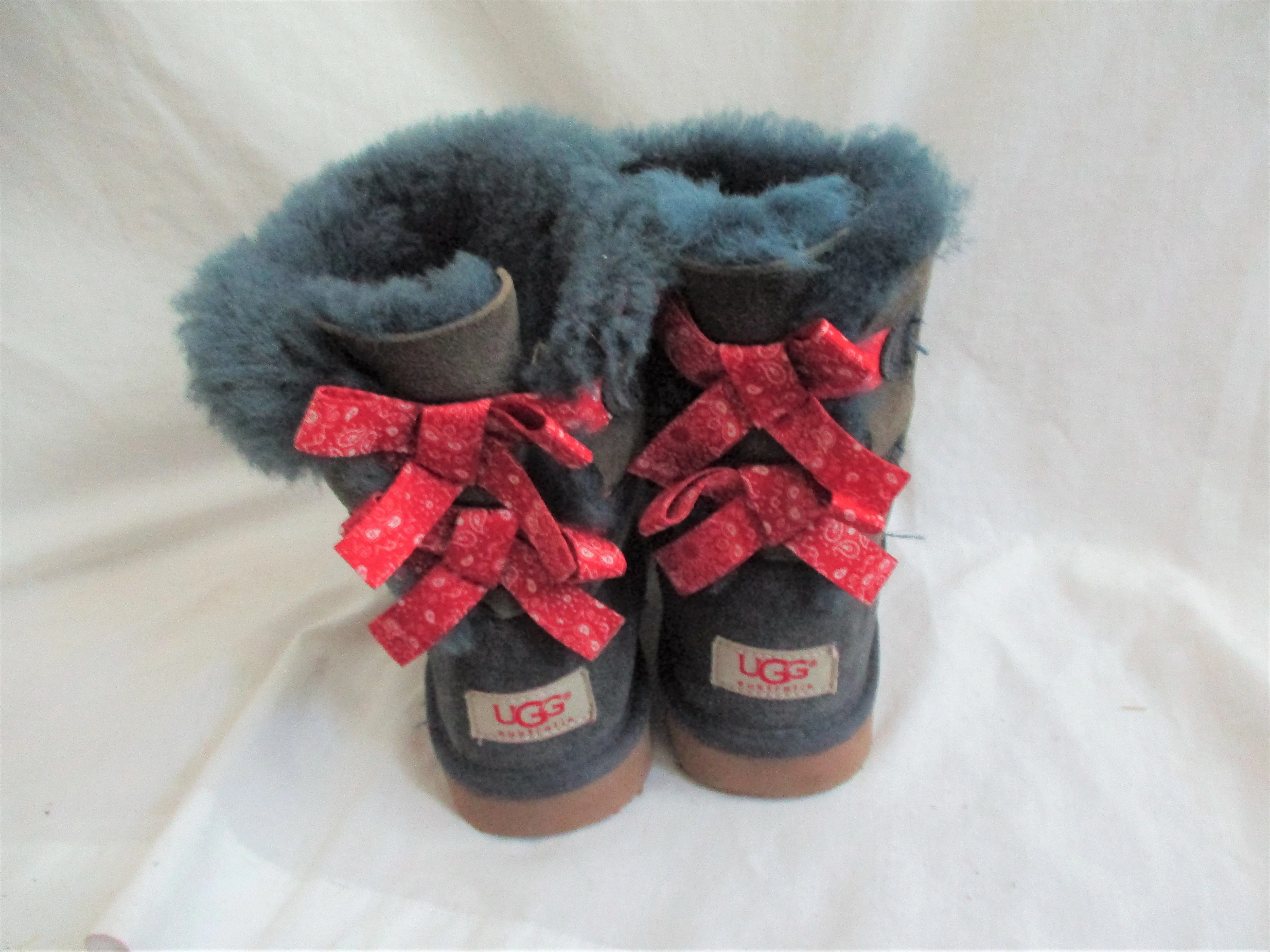 Kids Girls UGG  BAILEY BOW suede boots shoes sheepskin BLUE 1