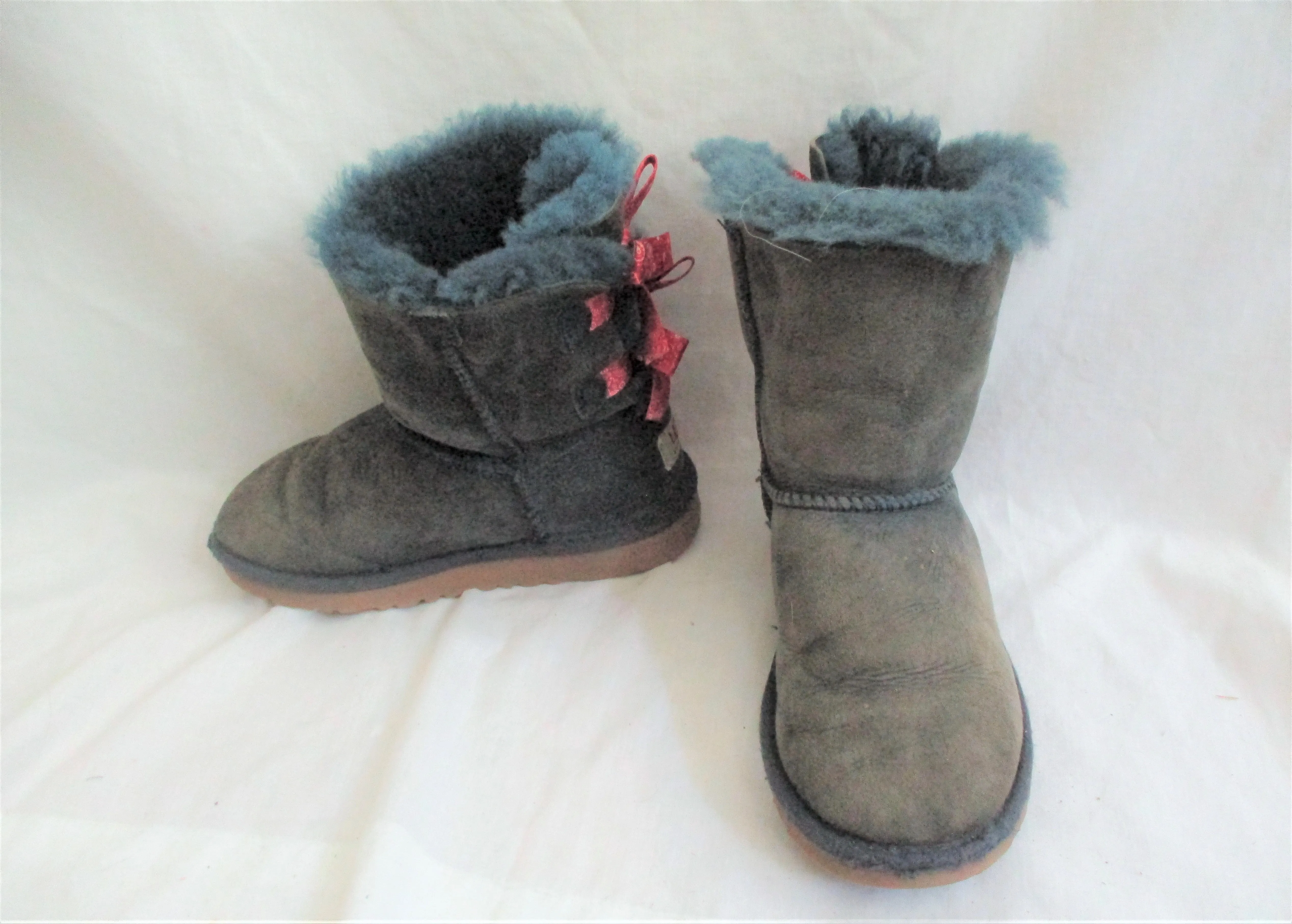 Kids Girls UGG  BAILEY BOW suede boots shoes sheepskin BLUE 1