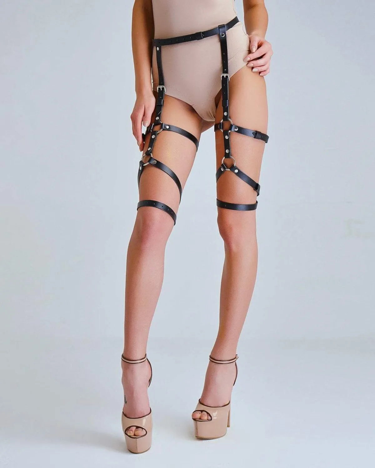 Leather legs garters