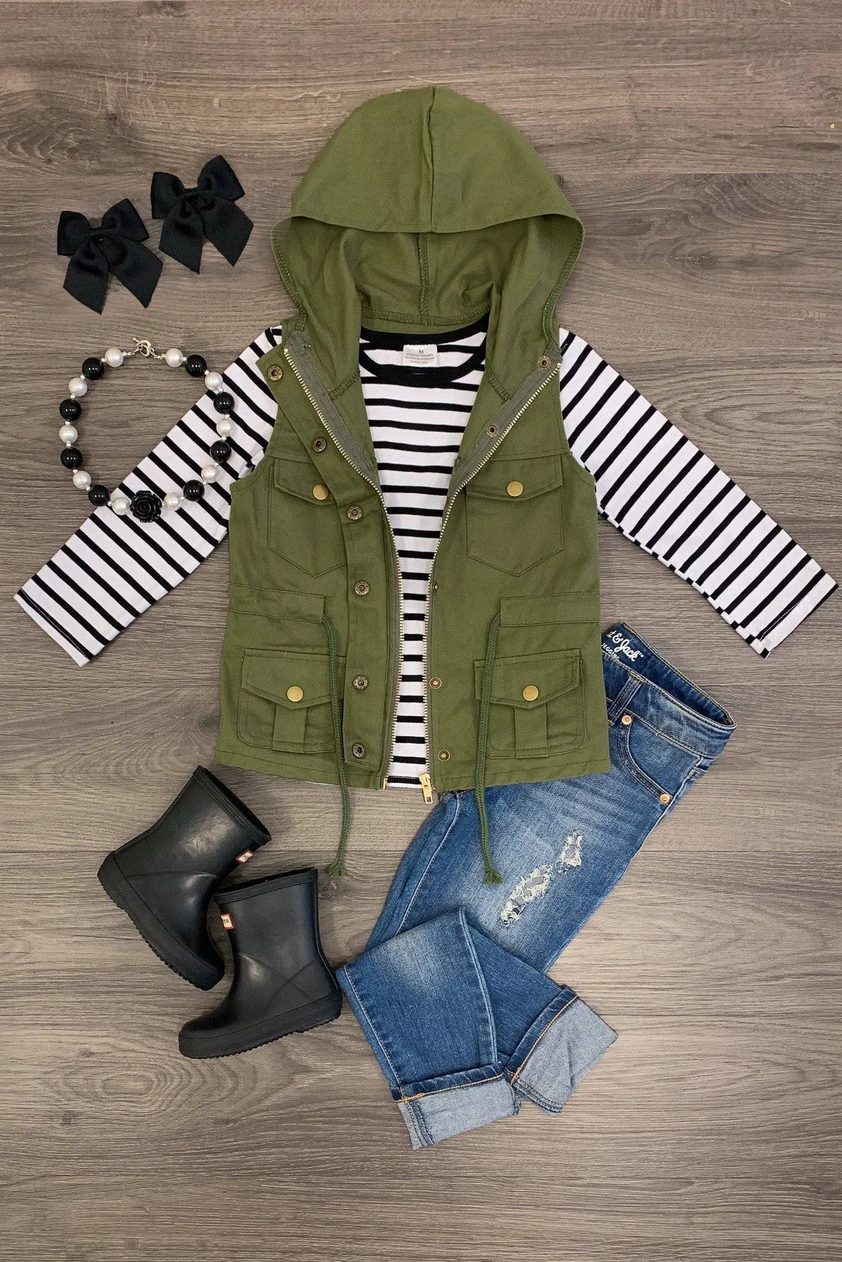 Long Sleeve Stripe Vest Set