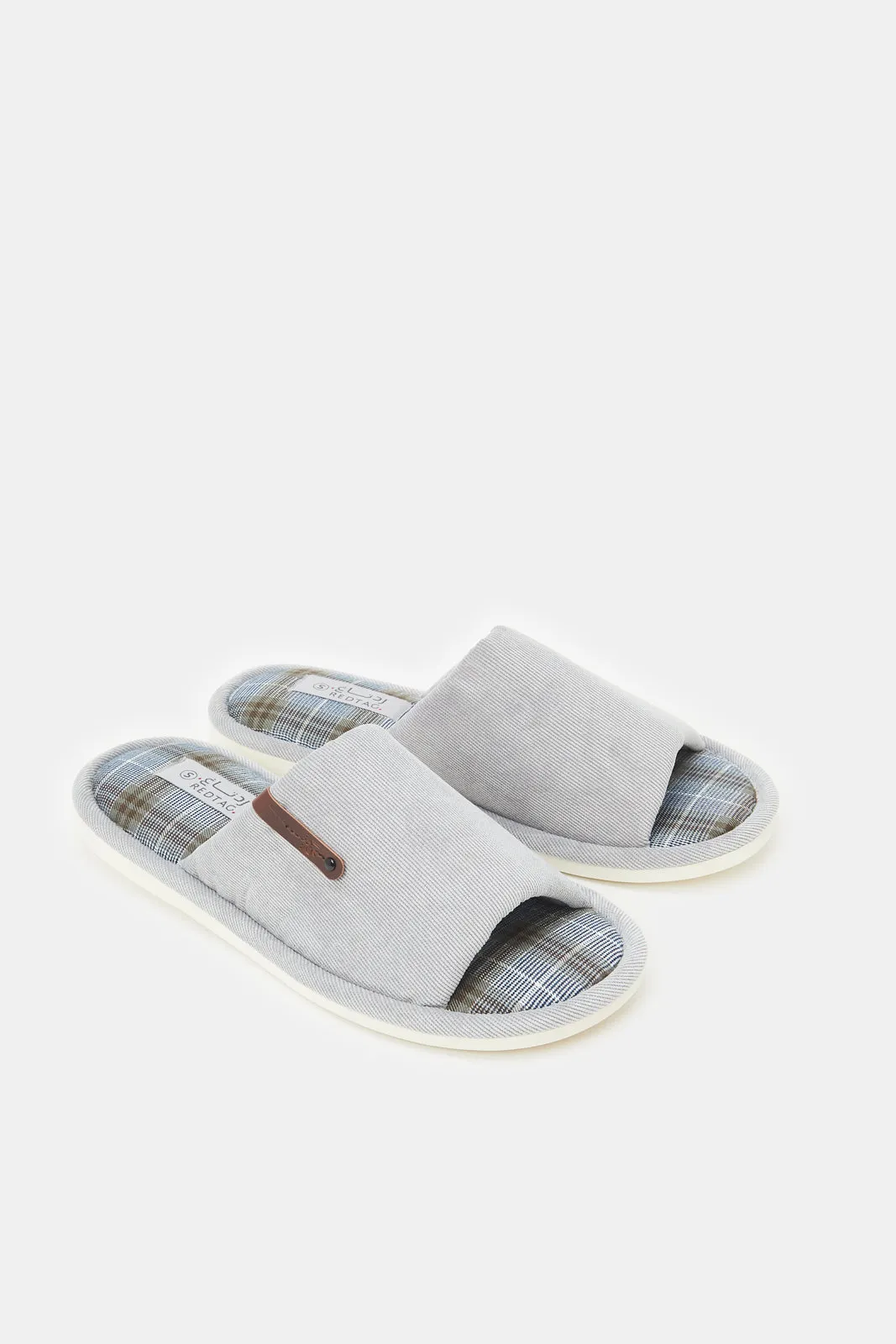 Men Grey Open Toe Slipper