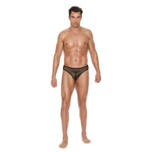 Men's Fishnet Thong Back Brief - Small/medium -  Black