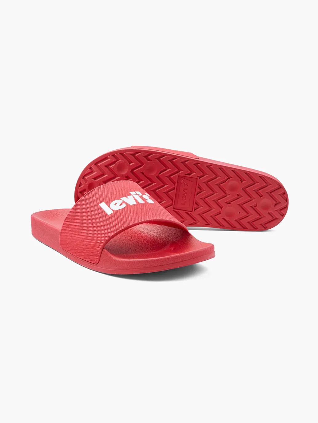 Men's Red Logo Printed Slides