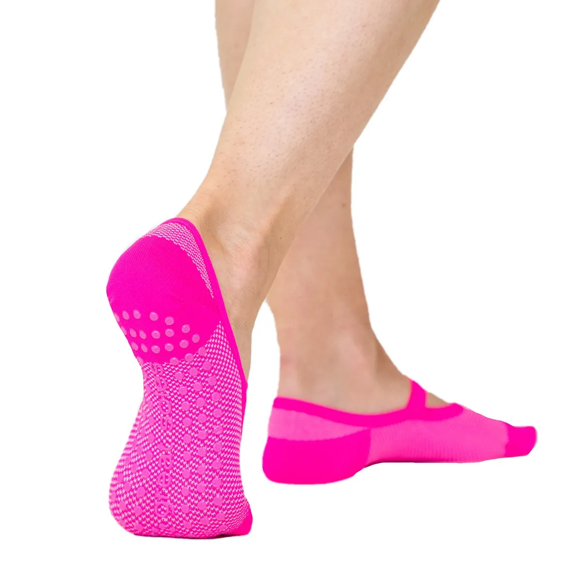 Mia Mesh Ballet Grip Socks - Neon Pink