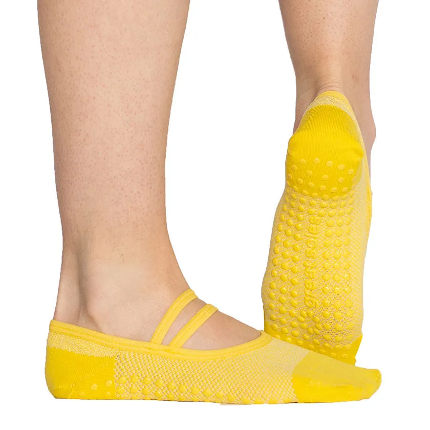 Mia Mesh Ballet Grip Socks - Yellow (Pilates/Barre)