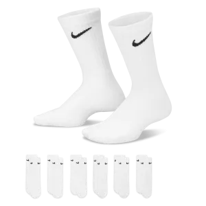 Nike Everyday Kid's Cushioned Crew Socks (6 Pairs)-White