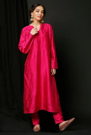 Pink Raw Silk Kurta