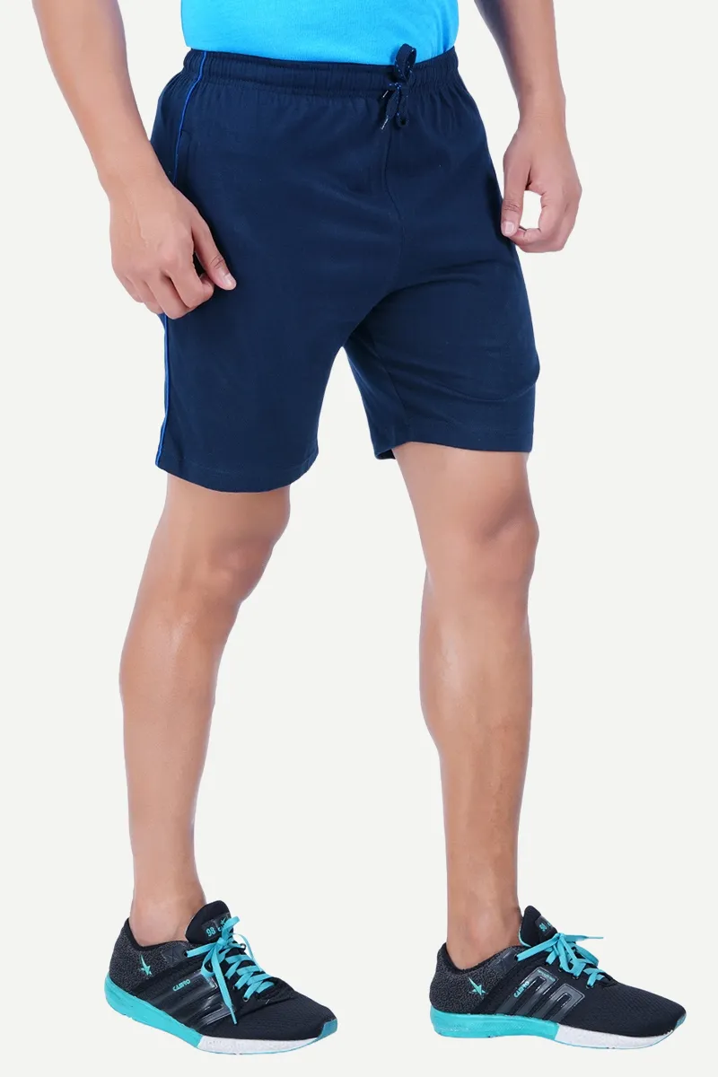 Shorts - Navy Blue Knitted Shorts For Mens | Ariser