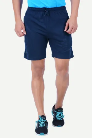 Shorts - Navy Blue Knitted Shorts For Mens | Ariser