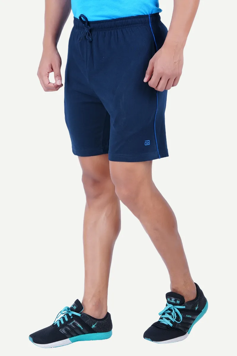 Shorts - Navy Blue Knitted Shorts For Mens | Ariser