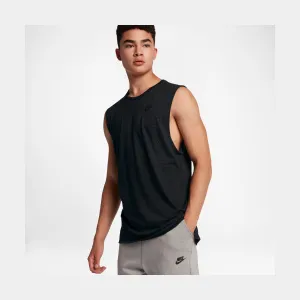 Sportswear Drop Hem Mens Tank (Black)