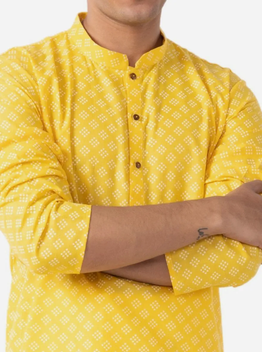 Traditional Yellow Printed Kurta for Men