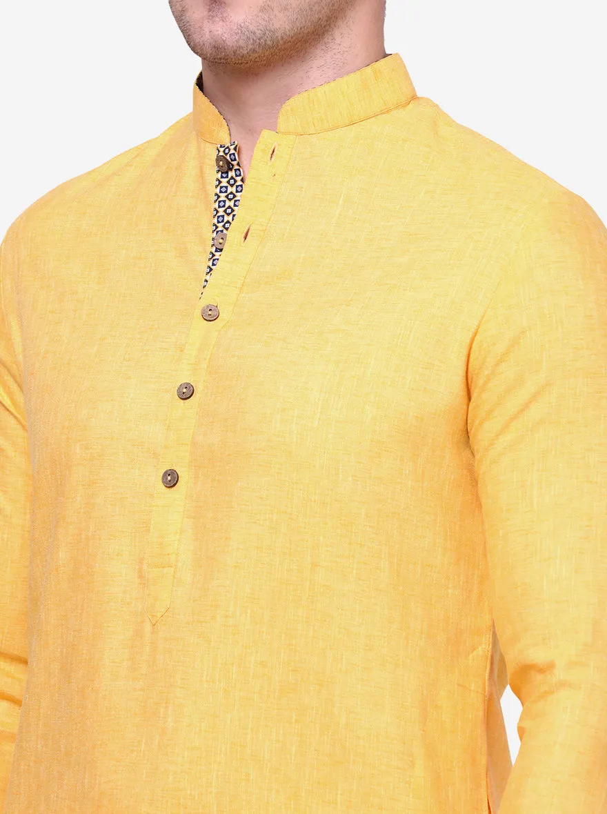 Traditional Yellow Solid Kurta For Men