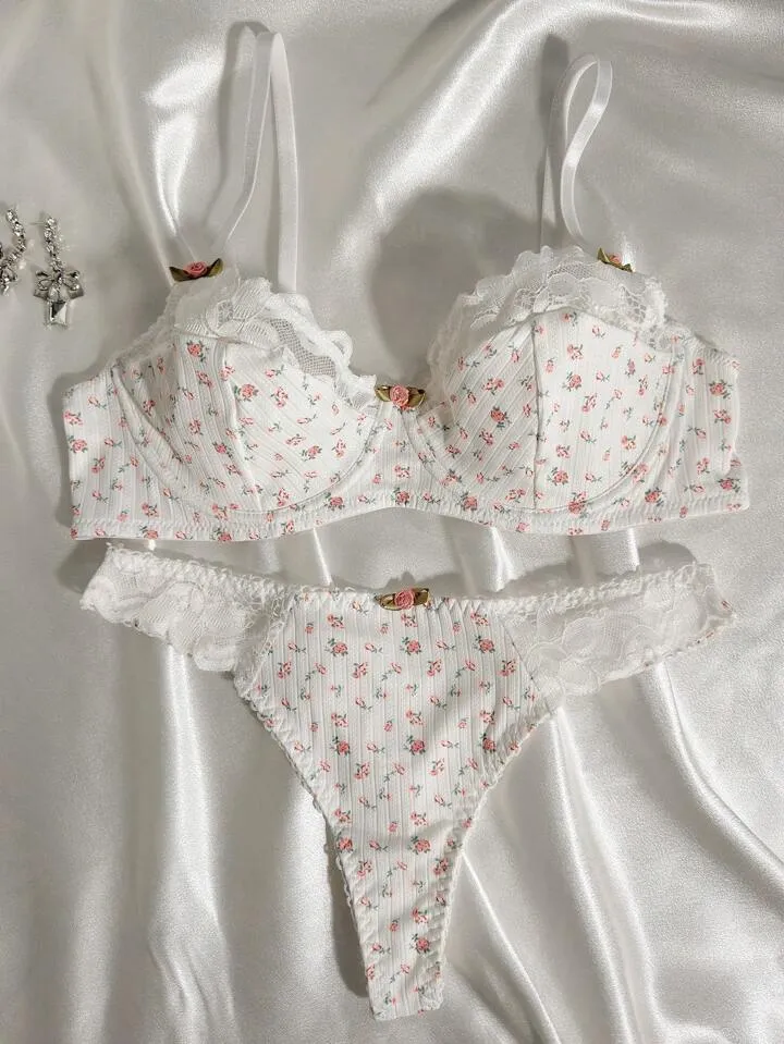 Women’s Intimates Floral Bra and Panty Set