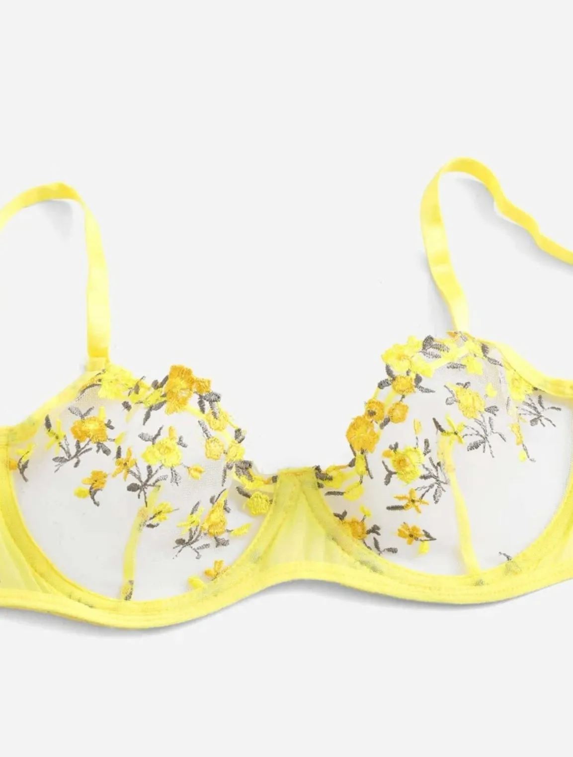 Yellow Floral Lingerie Set