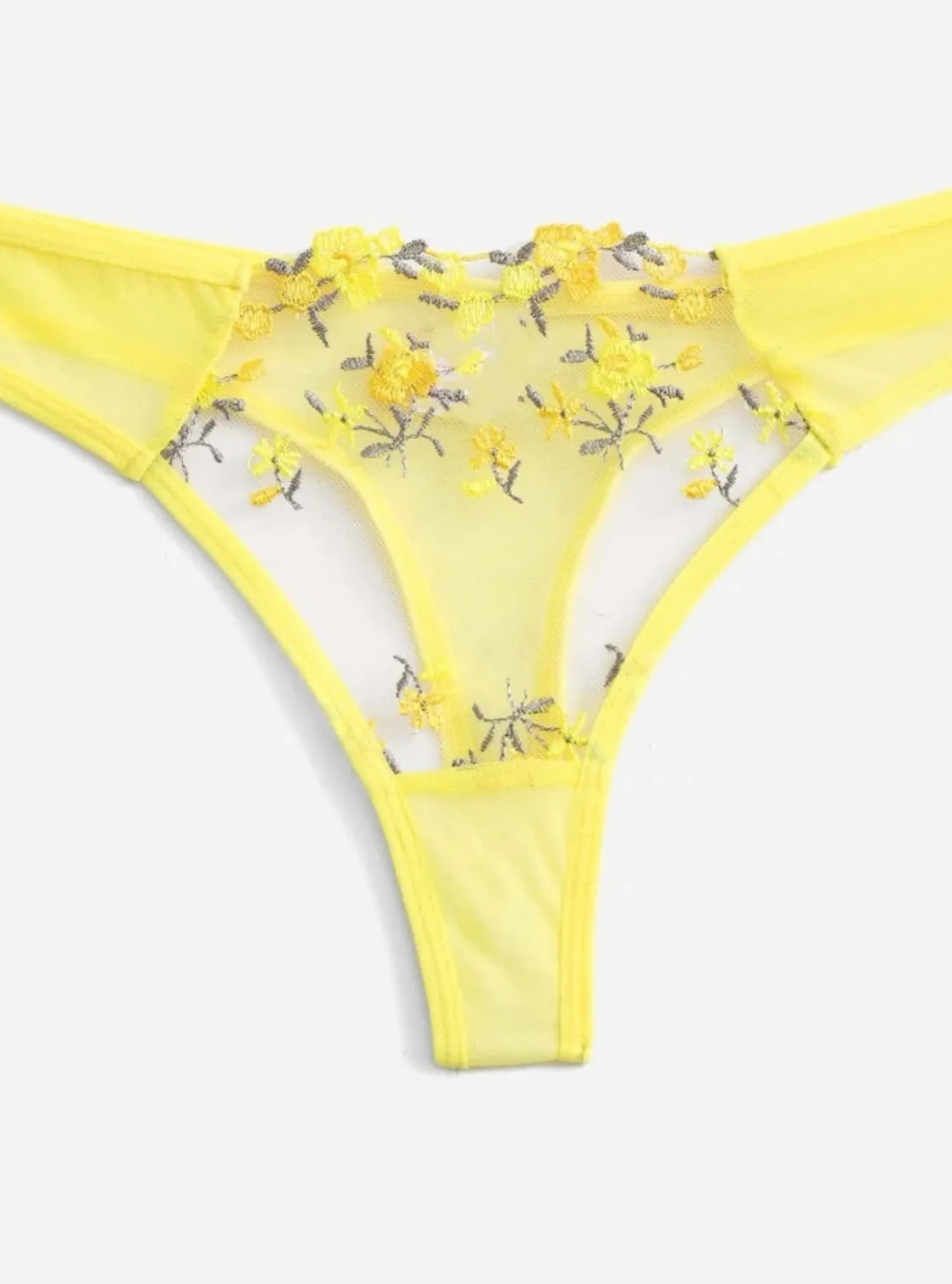 Yellow Floral Lingerie Set